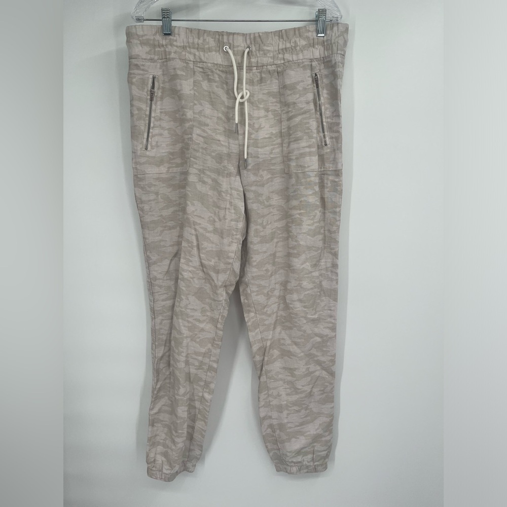 ATHLETA Cabo Tide Linen Jogger Pants Neutral Camo Light Weight Size 14T